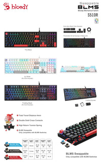 Геймърска механична клавиатура A4tech Bloody S510R, Brown Switch - A4-KEY-S510R-BROWNWITCH thumbnail 3