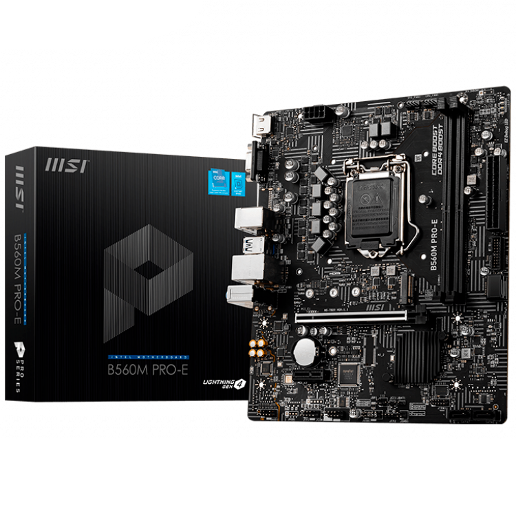 Дънна платка MSI B560M PRO-E,m-ATX,Socket 1200,Intel B560 Chipset,2 DIMMs,Dual Channel DDR4 up to 4800(OC)MHz - B560M_PRO-E