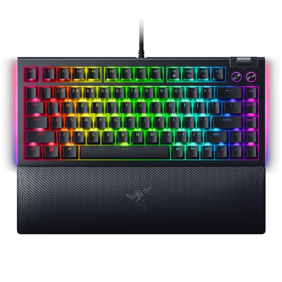 Razer BlackWidow V4 75%, Gaming Keyboard, US Layout, Razer Chroma RGB, Hot-swappable Design - RZ03-05000100-R3M1