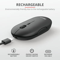 Мишка, TRUST Puck Wireless & BT Rechargeable Mouse Black thumbnail 7