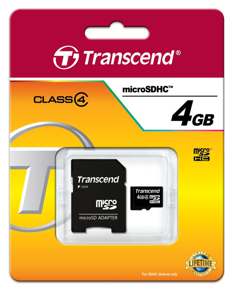 Памет, Transcend 4GB micro SDHC (with adapter, Class 4)