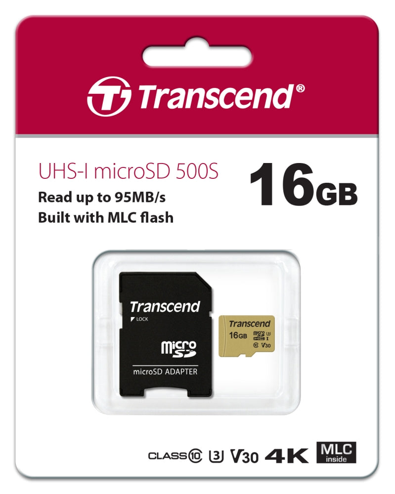 Памет, Transcend 16GB micro SD UHS-I U3 (with adapter), MLC