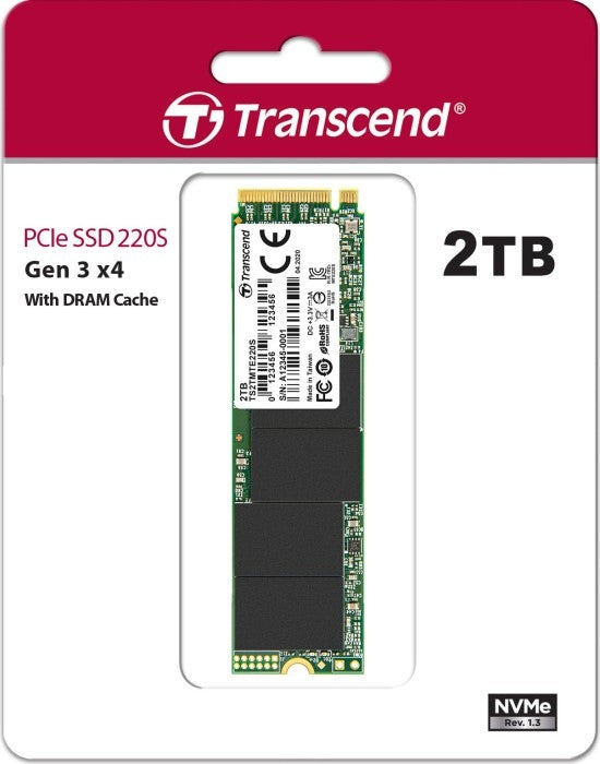 Твърд диск, Transcend 2TB, M.2 2280, PCIe Gen3x4, M-Key, 3D TLC, with Dram