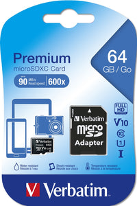 Памет, Verbatim micro SDXC 64GB Class 10 (Incl. Adaptor) thumbnail 3