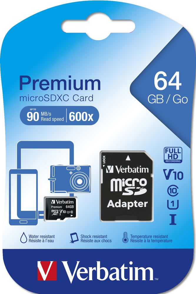 Памет, Verbatim micro SDXC 64GB Class 10 (Incl. Adaptor)