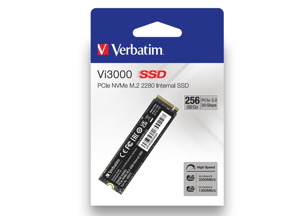 Твърд диск, Verbatim Vi3000 Internal PCIe NVMe M.2 SSD 256GB