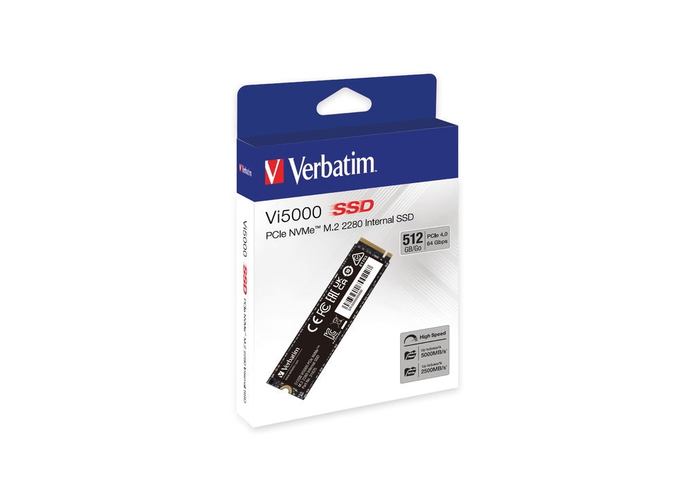 Твърд диск, Verbatim Vi5000 Internal PCIe NVMe M.2 SSD 512GB
