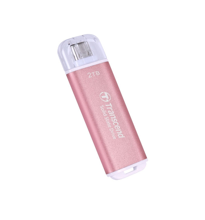 Твърд диск, Transcend 2TB, USB External SSD, ESD300P, USB 10Gbps, Type C, Pink