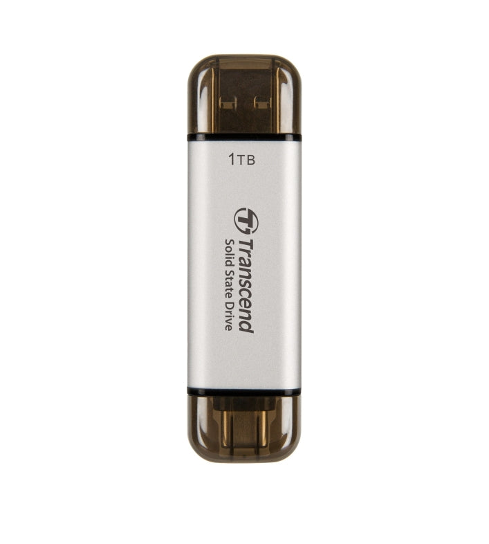 Твърд диск, Transcend 1TB, External SSD, ESD310S, USB 10Gbps, Type C/A, Silver
