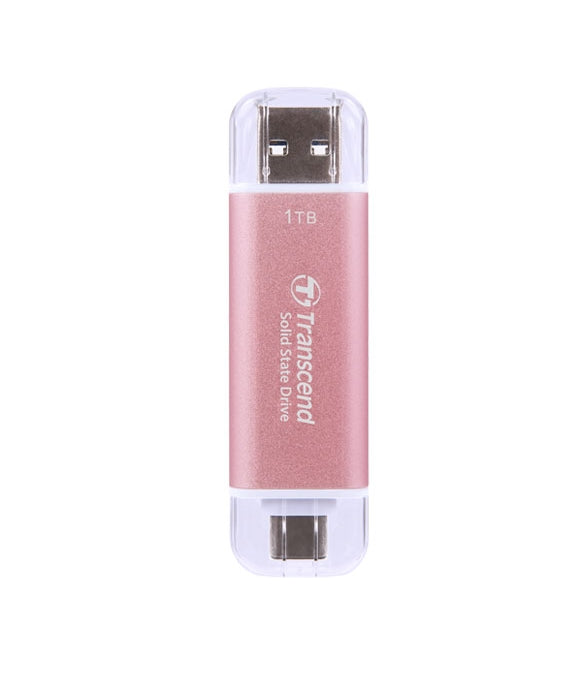 Твърд диск, Transcend 1TB, USB External SSD, ESD310P, USB 10Gbps, Type C/A, Pink
