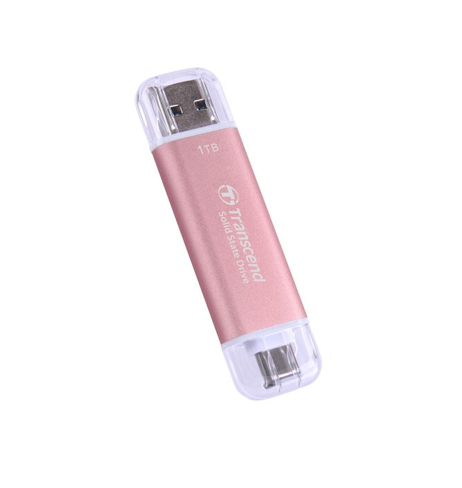 Твърд диск, Transcend 1TB, USB External SSD, ESD310P, USB 10Gbps, Type C/A, Pink