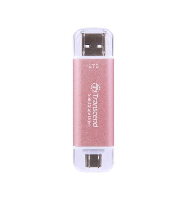 Твърд диск, Transcend 2TB, USB External SSD, ESD310P, USB 10Gbps, Type C/ A, Pink
