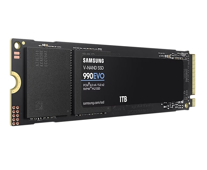 Твърд диск, Samsung SSD 990 EVO 1TB PCIe 4.0 NVMe 2.0 M.2 V-NAND TLC, 256-bit Encryption, Read 5000 MB/s Write 4200 MB/s