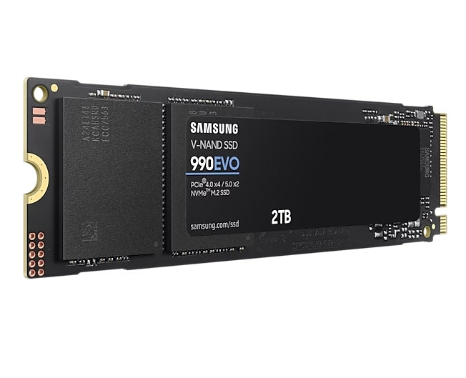 Твърд диск, Samsung SSD 990 EVO 2TB PCIe 4.0 NVMe 2.0 M.2 V-NAND TLC, 256-bit Encryption, Read 5000 MB/s Write 4200 MB/s