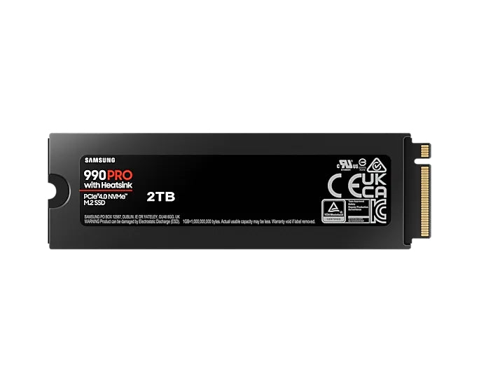 Твърд диск, Samsung SSD 990 PRO 2TB Heatsink PCIe 4.0 NVMe 2.0 M.2 V-NAND 3-bit MLC, 256-bit Encryption, Read 7450 MB/s Write 6900 MB/s