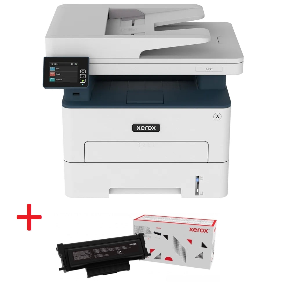 Лазерно многофункционално устройство, Xerox B235 A4 mono 4 in 1 MFP 34ppm. Duplex, Network, WiFi + Xerox Standard Toner Cartridge (3K)