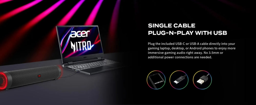 Тонколони, Acer Nitro Gaming Soundbar,2 x 5W, BT, Dynamic 2.0