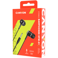 CANYON Stereo earphones with microphone, Black - CNE-CEPM01B thumbnail 1