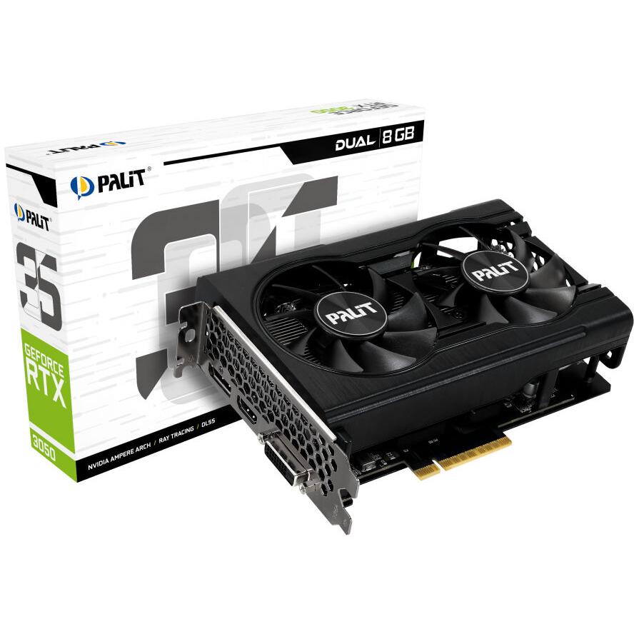 Palit RTX3050 DUAL 8GB GDDR6 HDMI DVI DP - (A) - NE63050018P1-1070D (8 дни доставкa)