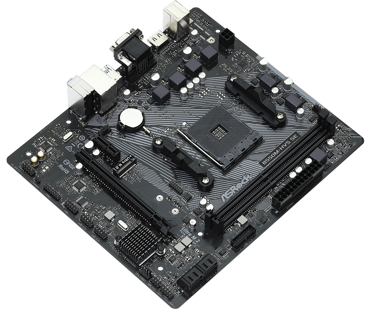 Дънна платка ASRock B550M-HVS SE, AM4, 2xDDR4 - ASR-MB-B550M-HVS-SE