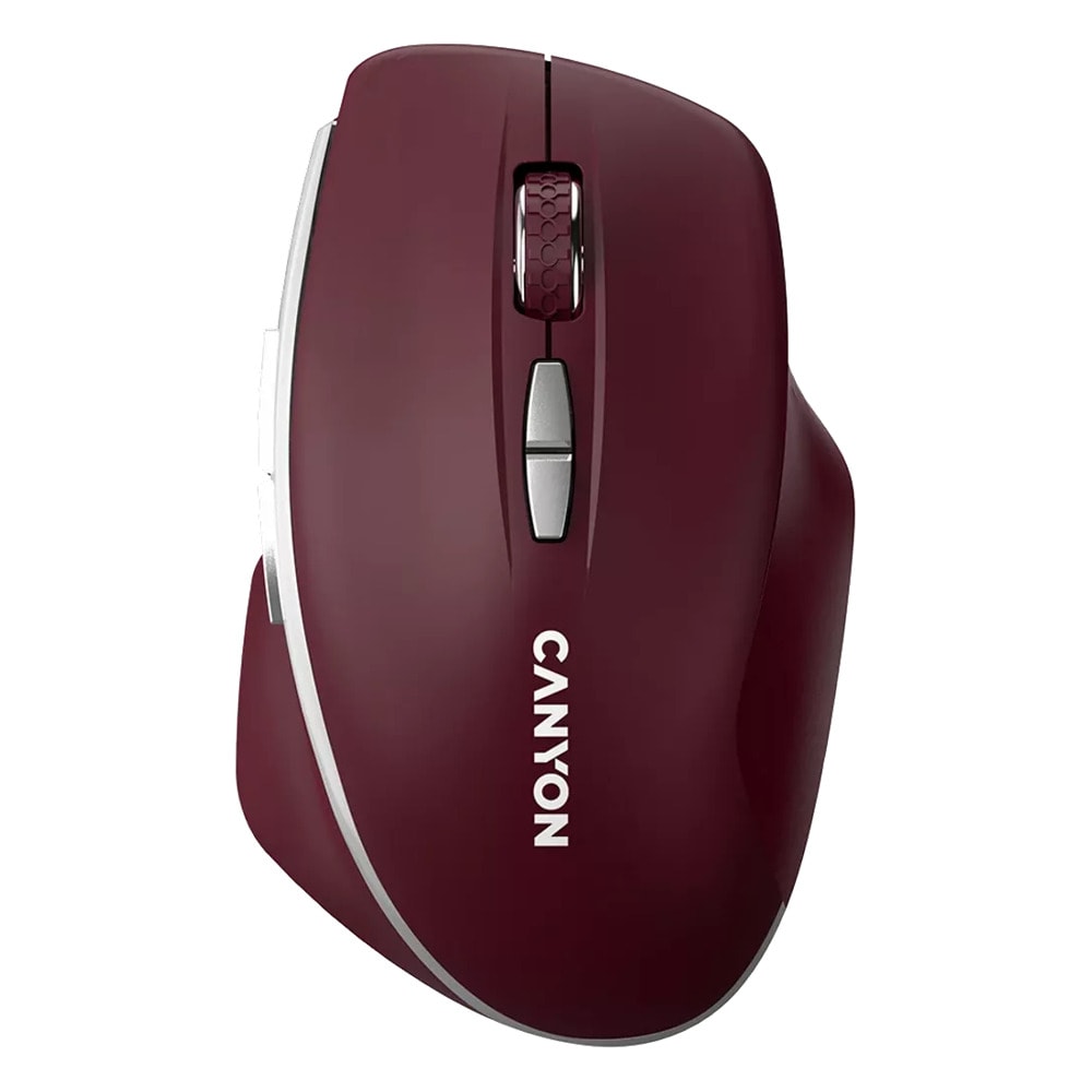 Мишка Canyon MW-21, оптична (1600 dpi), безжична, USB, червена, 7 бутона