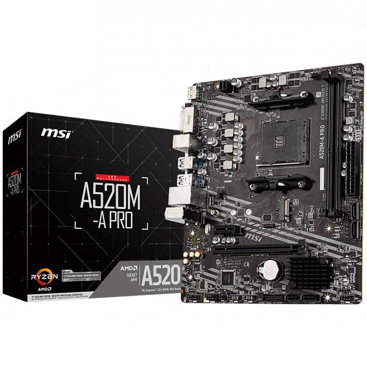 MSI Desktop A520M-A PRO (A520, AM4, 2xDDR4, 1x PCI-E 3.0 x16 slot,1x M.2 slot - A520M-A PRO