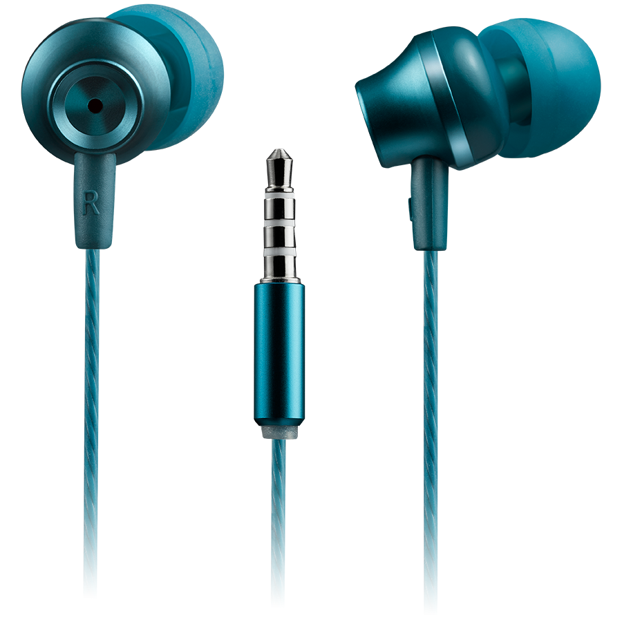 CANYON Stereo earphones with microphone, metallic shell, 1.2M, blue-green - CNS-CEP3BG