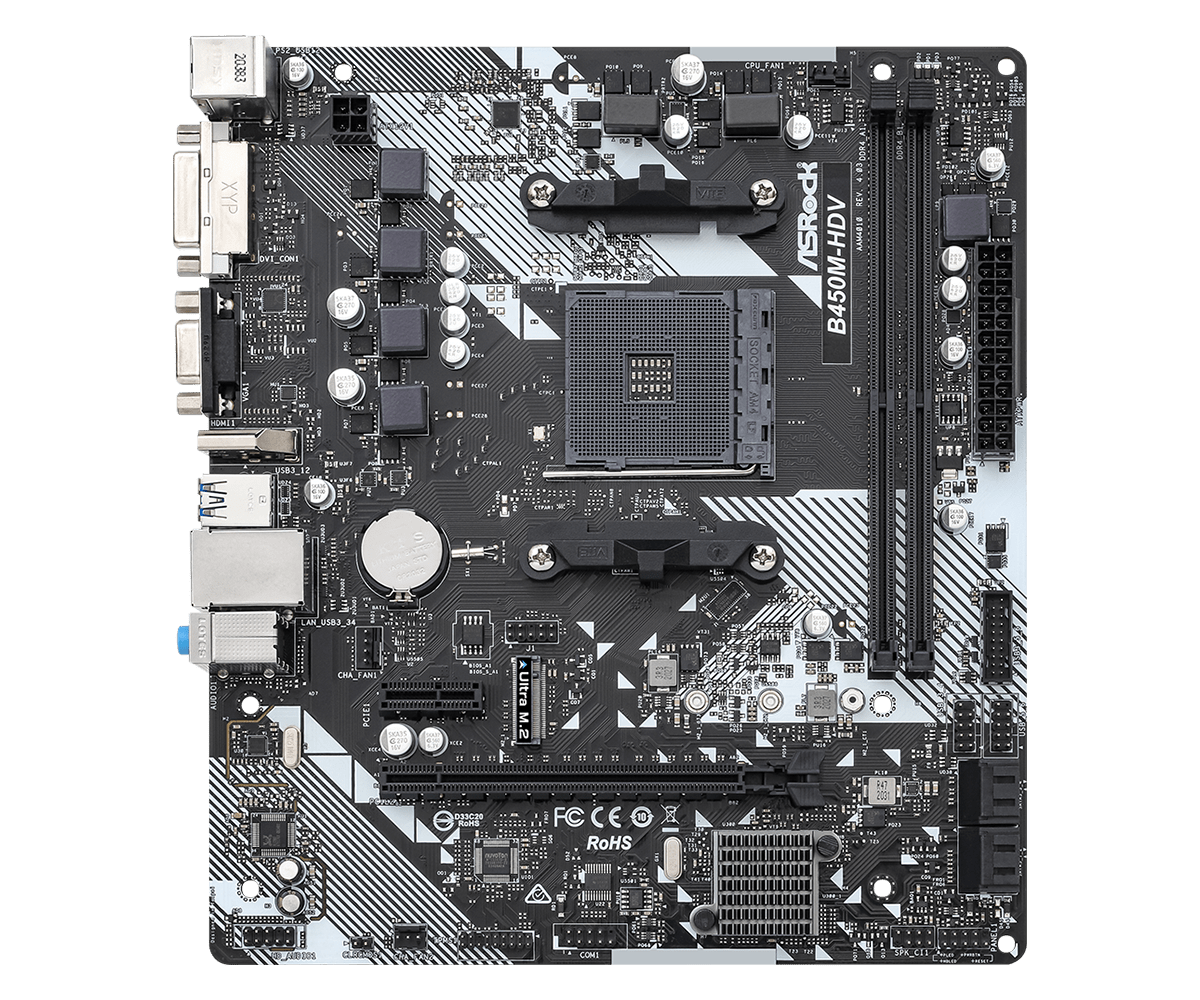 Дънна платка ASROCK B450M-HDV R4.0 - ASR-MB-B450M-HDV-R4.0