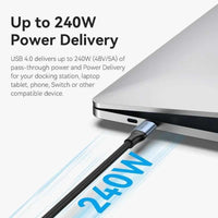 Здрав USB4 кабел с въжена оплетка за устройства с USB-C порт (100 см) - Vention USB4 USB-C to USB-C Cable 240W (черен) thumbnail 2