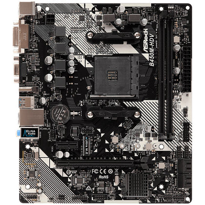 Дънна платка ASROCK Desktop B450M-HDV R4.0 (SAM4,2xDDR4,1xPCI 3.0x16,1xPCI Ex1,SATA III - B450M-HDV_R4.0