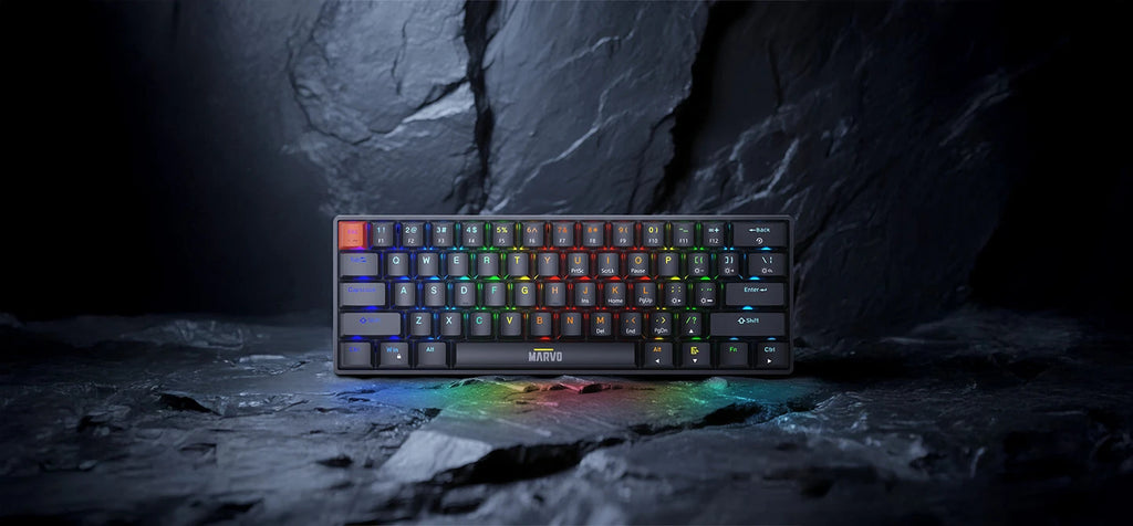 Marvo механична геймърска клавиатура Gaming Mechanical keyboard Saber 61 KG933G - 61 keys, Red Switches [Linear] (MARVO-KG933G-BK)
