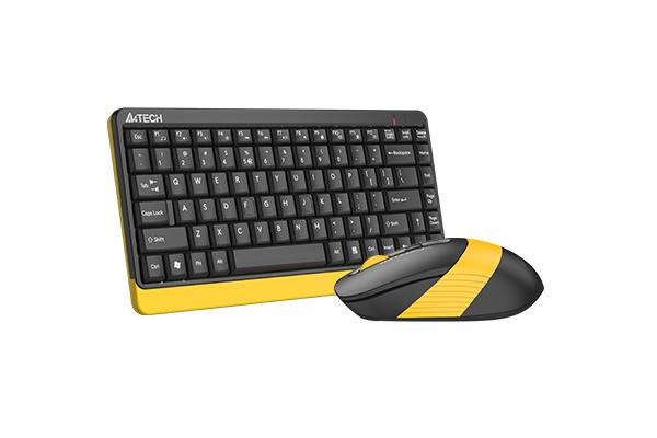 Комплект клавиатура и мишка A4TECH Fstyler FG1110, Безжичен, Черен/Жълт - A4-KEY-FG1110-BEE