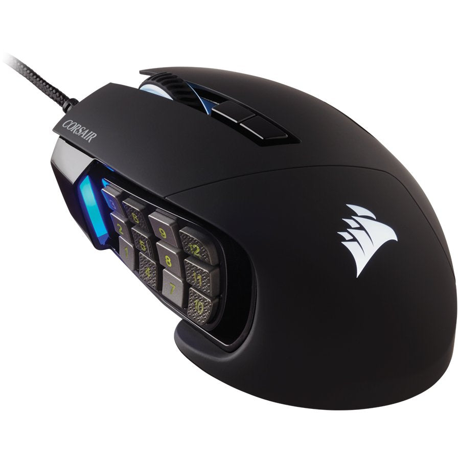 CORSAIR SCIMITAR RGB ELITE, MOBA/MMO Gaming Mouse, Black, Backlit RGB LED, 18000 DPI - CH-9304211-EU