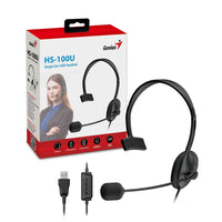 Genius слушалки с микрофон Single Ear Headset - HS-100U, Mic, USB, Black thumbnail 2