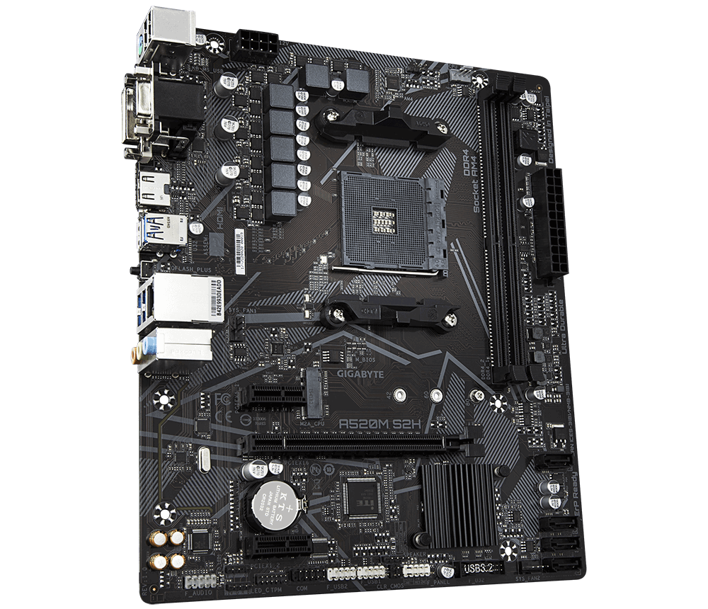 Дънна платка GIGABYTE A520M-S2H, Socket AM4, mATX, 2xDDR4, M.2 - GA-MB-A520M-S2H