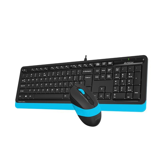 Комплект клавиатура и мишка A4TECH Fstyler F1010, Черен/Син - A4-KEY-F1010-BLUE