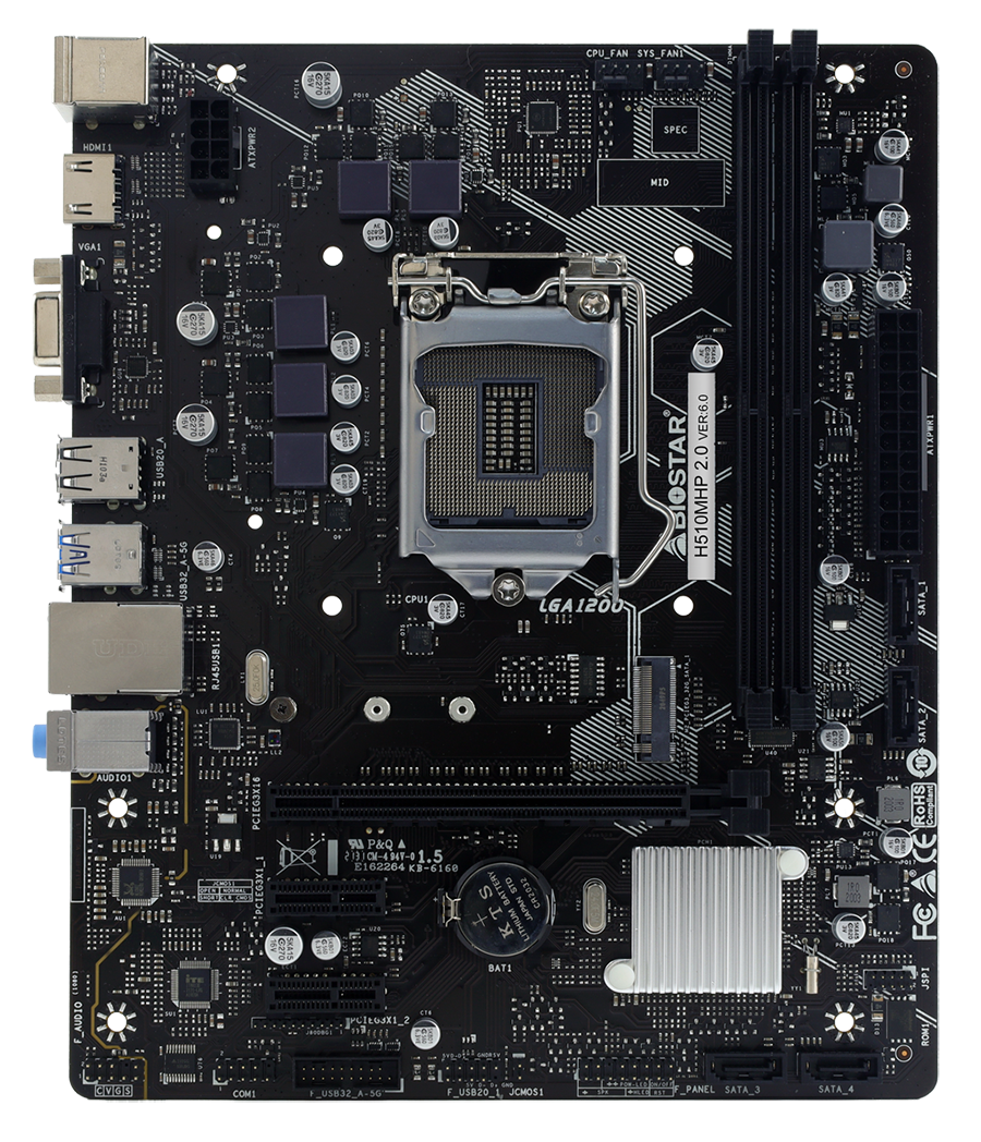 Дънна платка BIOSTAR H510MHP 2.0, LGA1200, DDR4, mATX - BIO-MB-H510MHP-2.0