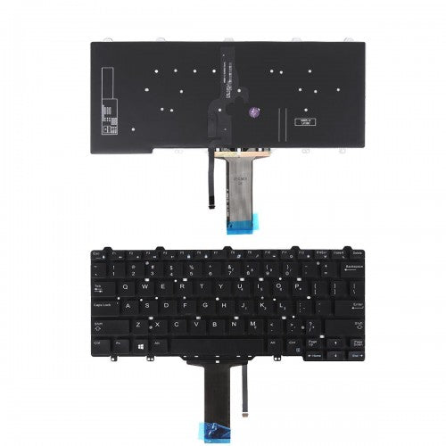 Клавиатура за лаптоп Dell Latitude 3340 3350 5480 7480 - Черна Без Рамка с Малък Ентър с Подсветка