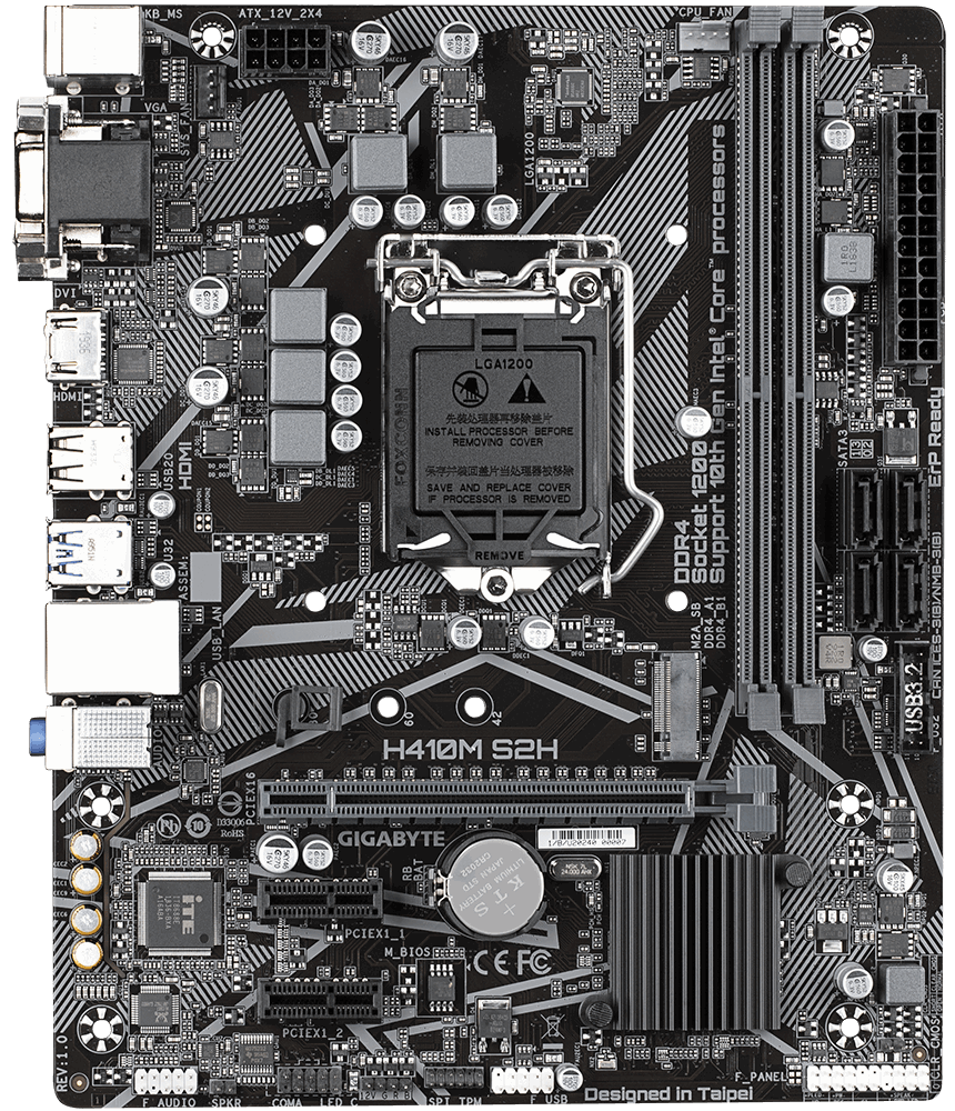 Дънна платка GIGABYTE H410M-S2H V3 1.0, Socket 1200 (400 Series), 2 x DDR4 - GA-MB-H410M-S2H