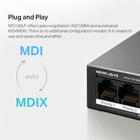 6-портов настолен комутатор Mercusys MS106LP 10/100 Mbps със 4 PoE+ порта thumbnail 6