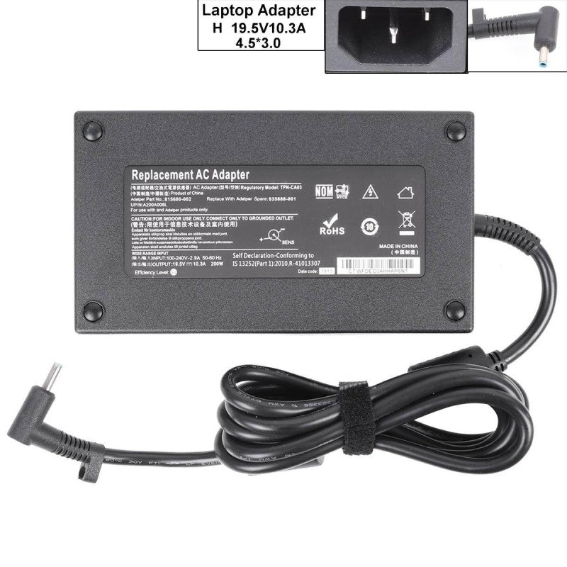 Зарядно за лаптоп (Laptop AC Adapter) HP Notebook - 19.5V / 10.3A / 200W (4.5 x 3.0 x 0.7mm) Blue tip Заместител / Replacement Високо Качество A+