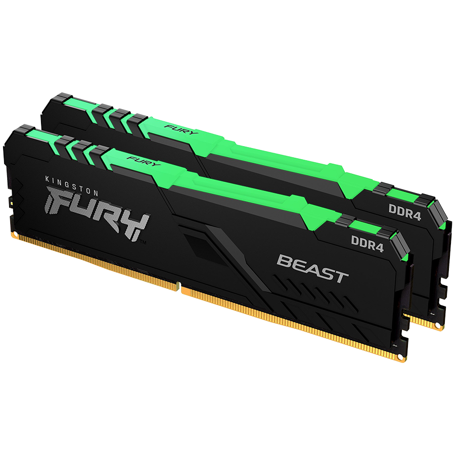 Памет Kingston 64GB 3200MT/s DDR4 CL16 DIMM (Kit of 2) FURY Beast RGB - KF432C16BB2AK2/64