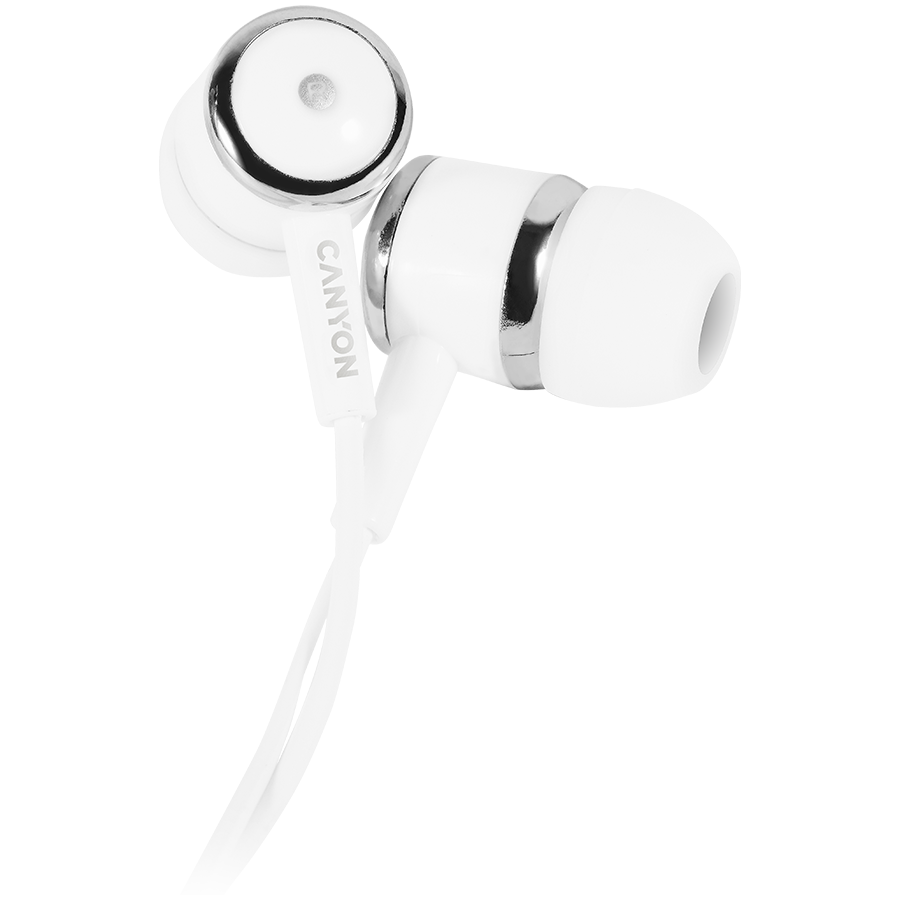 CANYON Stereo earphones with microphone, White - CNE-CEPM01W
