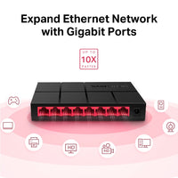 8-портов настолен комутатор Mercusys MS108G 10/100/1000 Mbps thumbnail 6