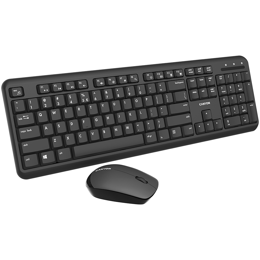 CANYON SET-W20 EN/BG Keyboard+Mouse Velvet Wireless Black - CNS-HSETW02-BG
