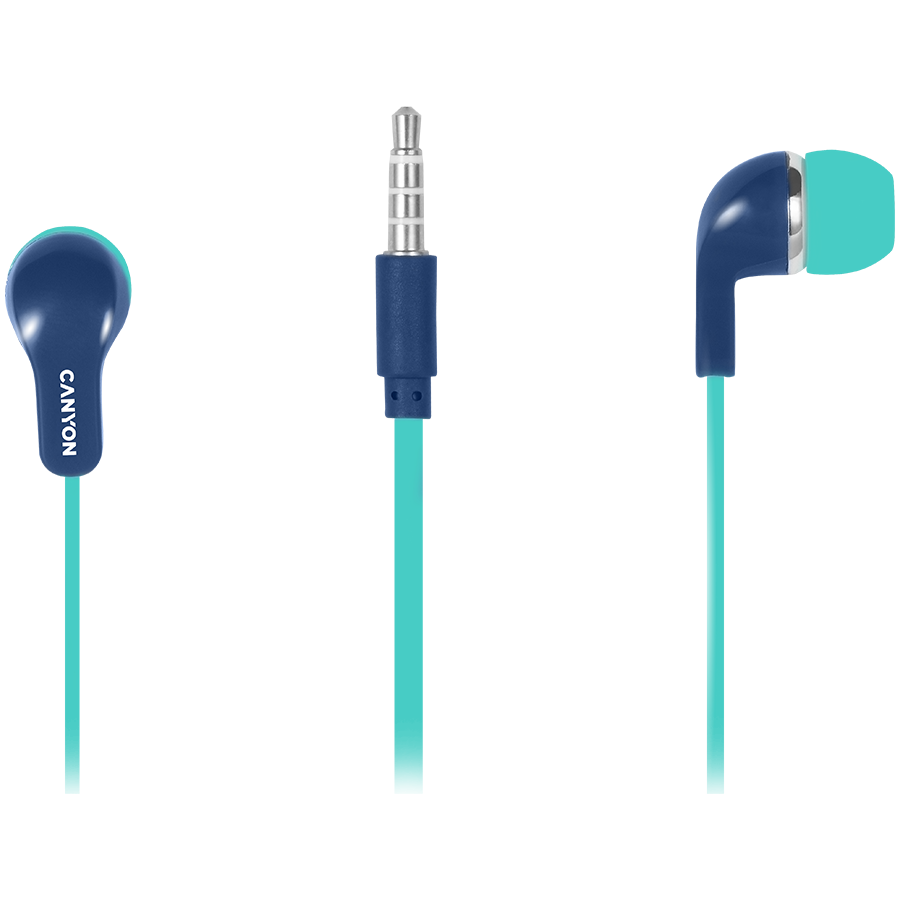 CANYON Stereo Earphones with inline microphone, Green+Blue - CNS-CEPM02GBL