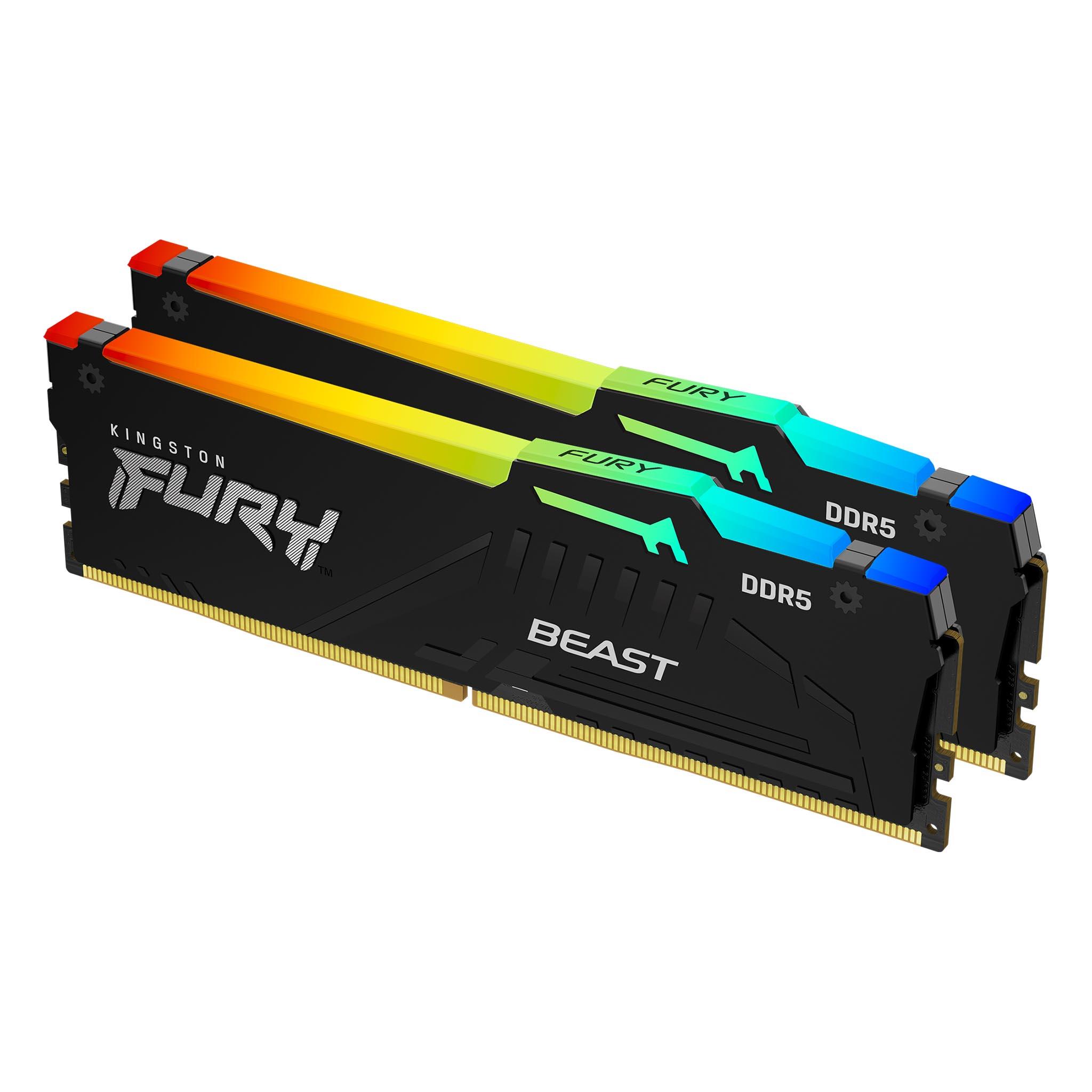 Памет Kingston FURY Beast RGB Black 32GB (2x16GB) DDR5 6000MHz CL36 KF560C36BBE2AK2-32 - KF560C36BBE2AK2-32