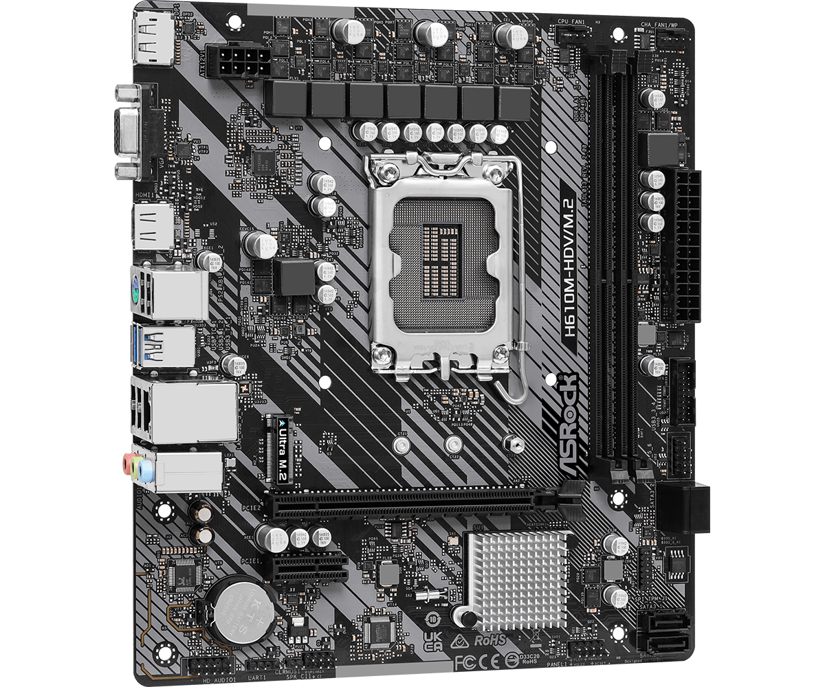 Дънна платка ASRock H610M-HDV/M.2 R 2.0, LGA1700, DDR4, mATX - ASR-MB-H610M-HDV-M2