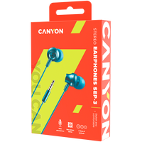 CANYON Stereo earphones with microphone, metallic shell, 1.2M, blue-green - CNS-CEP3BG thumbnail 3