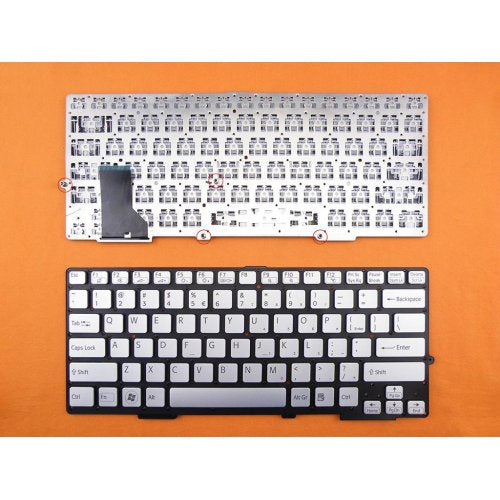 Клавиатура за лаптоп Sony Vaio SVE13 Сребриста Без Рамка (Малък Ентър) / Silver Without Frame US For Backlit